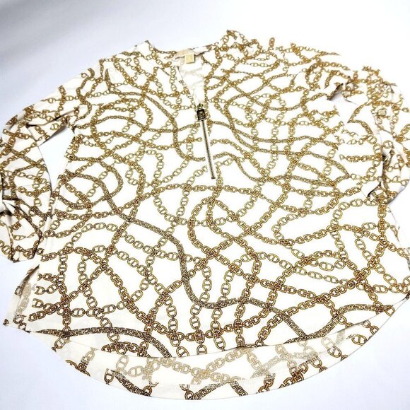 Michael Michael Kors Women's Size Medium Chain Blouse Zipper Front - Picture 1 of 6